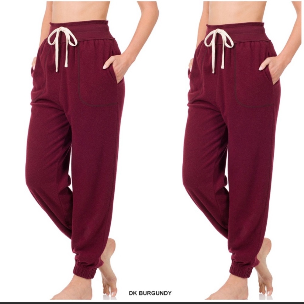 COPY - ✨DARK BURGUNDY TOWEL BRUSHED SWEAT PANTS✨